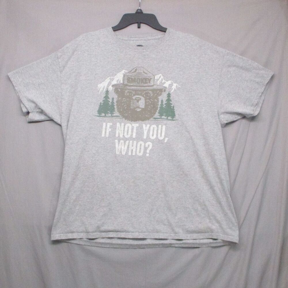 Smokey Bear Gray Graphic Tee T-Shirt Men‎ Size Extra Large